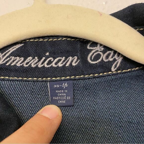American Eagle Dark Wash denim Jean Jacket XS - Picture 5 of 9